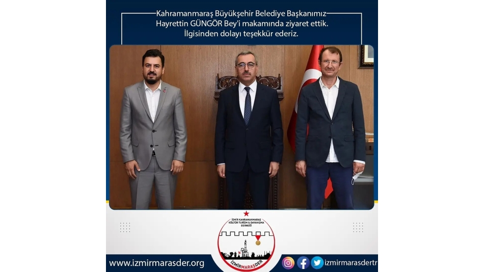 Kahramanmaraş Büyükşehir Belediye Başkanımız Hayrettin GÜNGÖR Bey'i makamında ziyaret ettik.